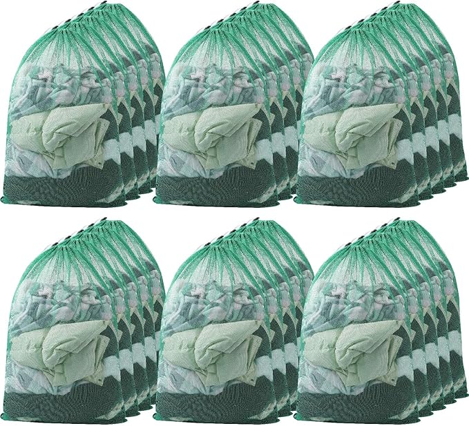 Berlune Large Mesh Laundry Bags, 24 x 36 Inch Bulk Wash Set with Drawstring for Commercial Use, Dorms, Vacation Rentals, Laundromats, Apartments & Facilities(Green,30)
