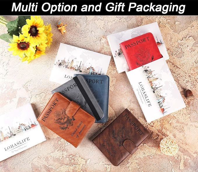 Passport Holder Cover Wallet Travel Essentials Leather Rfid Blocking Case Vacation Luggage Must Haves Travel Accessories for Men Women (116#Coffee)