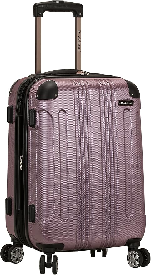Rockland London Hardside Spinner Wheel Luggage, Pink, Carry-On 20-Inch