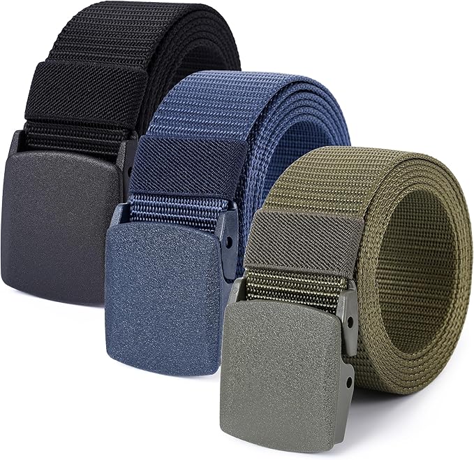 Mile High Life Nylon Web Belt Outdoor Military Belt With TSA Safe Plastic Buckle Belt