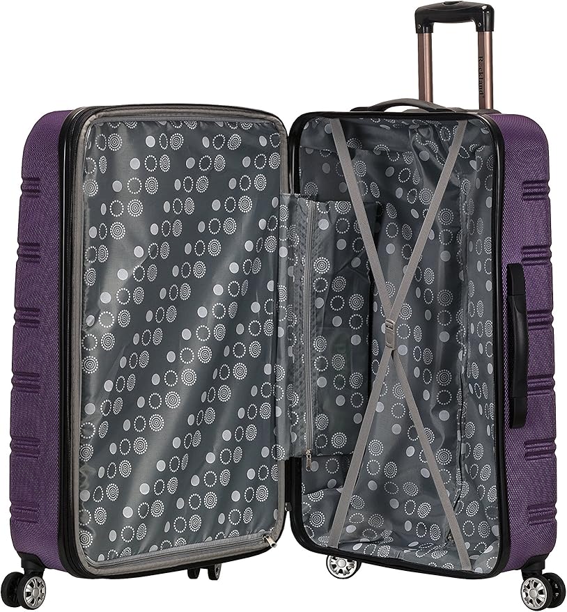 Rockland Melbourne Hardside Expandable Spinner Wheel Luggage, Purple, Checked-Large 28-Inch