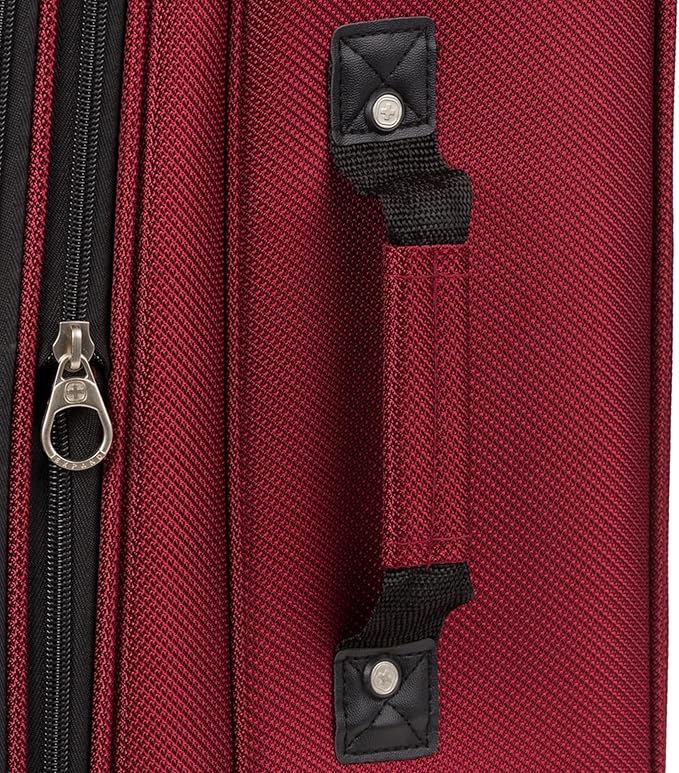 SWISSGEAR Sion Softside Expandable Spinner Luggage Durable Lightweight Travel Suitcase, Burgundy, Checked-Medium 25-Inch