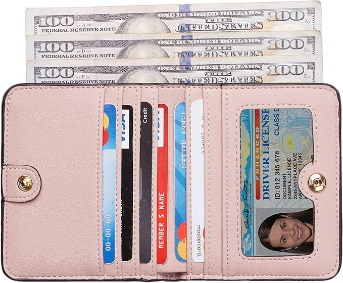 Toughergun Women’s Small Slim Leather Wallet with RFID Protection, Compact Bifold Mini Purse with Clear ID Window