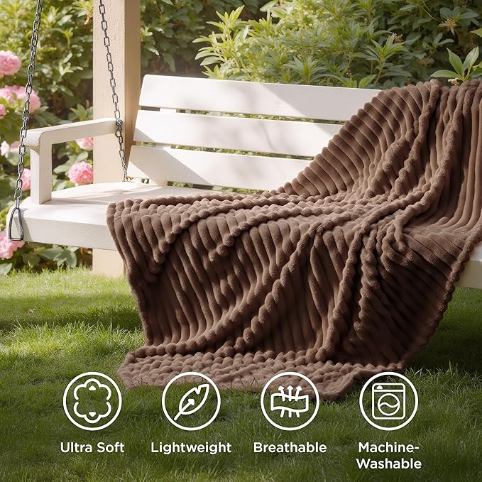 Bedsure GentleSoft Brown Fleece Blanket for Couch - Cozy Soft Blankets for Women, Cute Small Throws for Girls, 60x80 Inches
