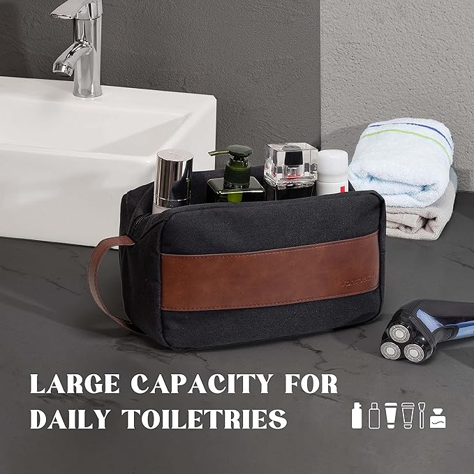 Vorspack Toiletry Bag for Men - Water Resistant Travel Bag for Toiletries, Accessories, Travel Essentials, Gifts - Black (Pack of 4)