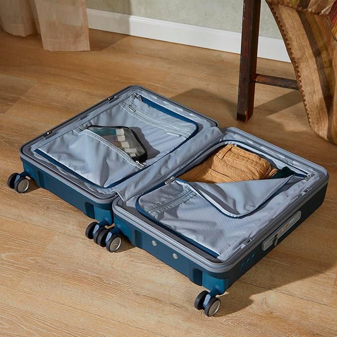 Framelock Max 21” Carry-On Hardshell Zipperless Luggage - Highly Secure Integrated Eazylock™ Mechanism - RightHeight™ Adjustable Handle System - 360° Spinner Wheels - Airline Approved - Emerald Teal