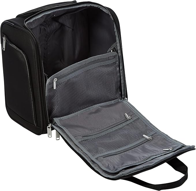 Amazon Basics Underseat Carry-On Luggage with Wheels and Handle, 14" Rolling Travel Bag, Fits Under the Seat, Black