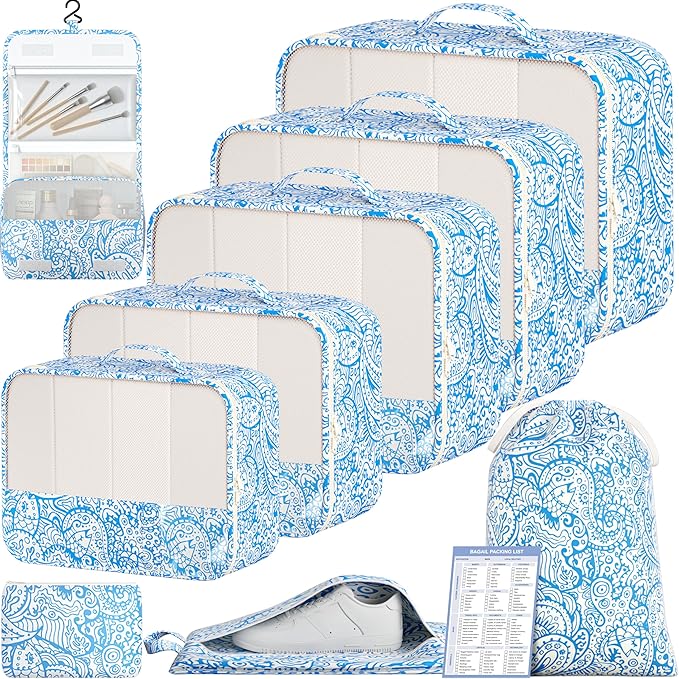 BAGAIL 9 Set Packing Cubes with Packing List Luggage Packing Organizers for Travel Accessories