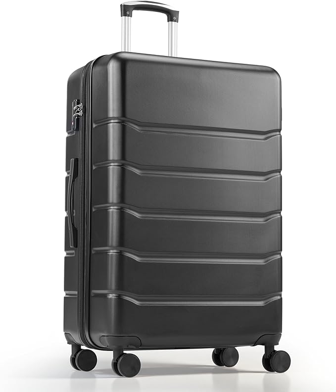 HealSmart Hardside Carry-On Luggage, Expandable Portable Hardshell Luggage with Spinner Wheels, Lightweight Suitcase TSA Lock, 28 Inch, Black