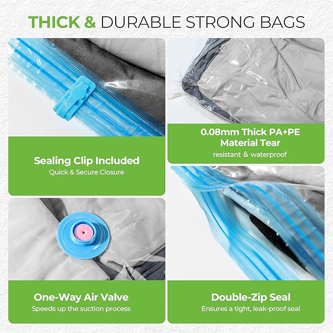 Vacuum Storage Bags for Travel - 9 Pack Compression Packing with Wireless Electric Pump for Luggage Vacuum Seal Bags for Clothes Suitcase Space Saver Organizer 3 XSmall/3 Small/3 Medium