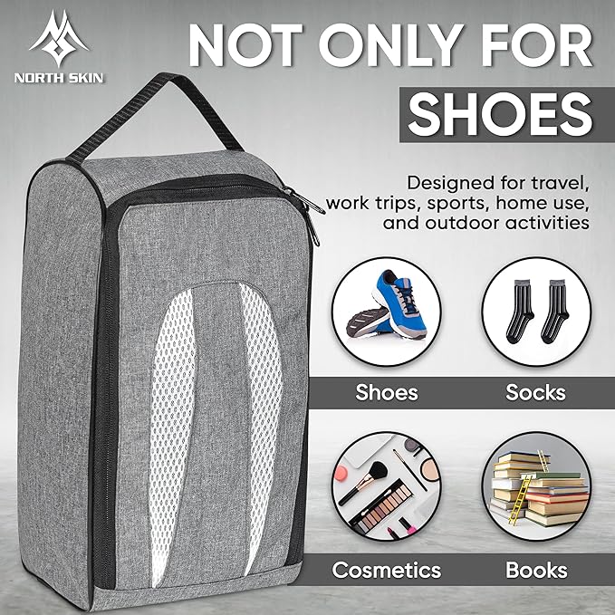 Shoe Bag Waterproof Sports Golf Boot Bag | Odor-Resistant Gym Kit Organiser Storage | Hiking Travel Dust-Proof Storage Bag for Wellington, Cowboy, Football, Rugby, Cricket Shoe (Gray)