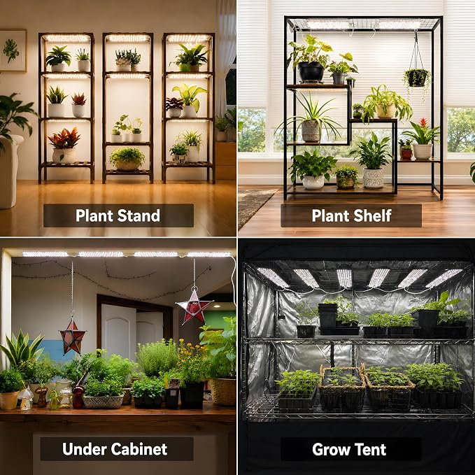 SDOVUERC 36W(Acutal Power) Full Spectrum Grow Lights for Indoor Plants – 576 LEDs,4/8/12/16/20H Timer,Daisy Chain,Wide Lighting Area for Seed Starting(Pack3)