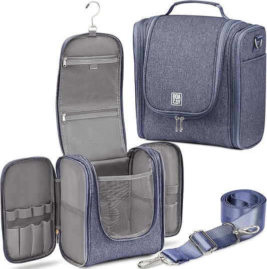 BOACAY Extra Large Hanging Travel Toiletry Bag for Women and Men, Makeup Bag, Bathroom & Shower Organizer Kit for Accessories, Cosmetics, Essentials
