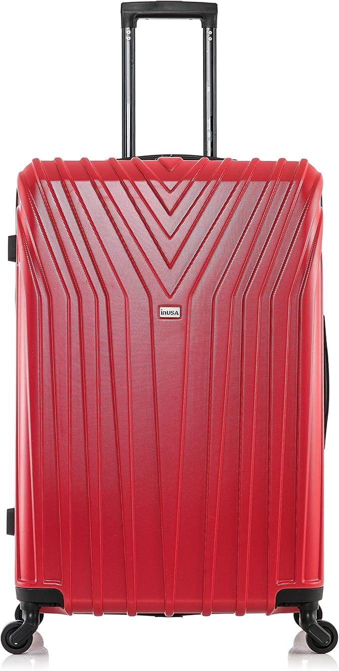 InUSA VASTY Luggage with Spinner Wheels | Durable Lightweight Hardside Suitcase, Travel Bag with Handle and Trolley, 28-Inch Large Checked Luggage | Red