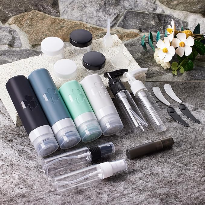 INSFIT 23 Pack Travel Bottles for Toiletries, TSA Approved Silicone Travel Size Toiletries with Toiletry Bag, BPA Free Leak Proof Refillable Travel Essentials for Liquids Shampoo Conditioner Lotion