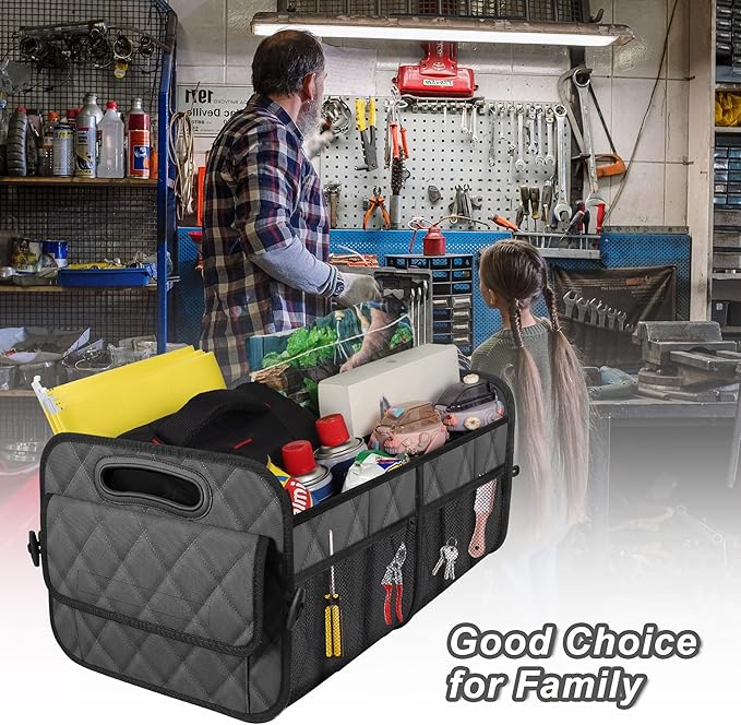 Deosk Car Trunk Organizer for SUV, Car Organizers and Storage with 6 Pocket, Car Accessories for Women/Men 50L Waterproof Polyester Trunk Organizer(Medium,Charcoal)