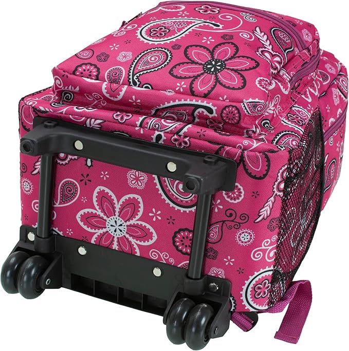 Rockland Double Handle Rolling Backpack, Bandana, 17"