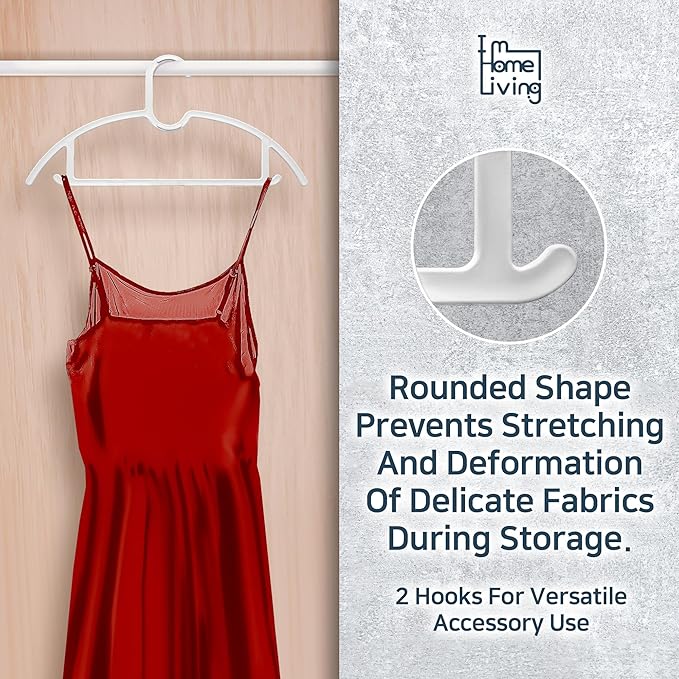 15" Compact Slim & Slimlink Interlocking Clothes Hangers, Space-Saving Lightweight Plastic Hangers for Small Closets, Dorms, Apartments, Travel, RVs & Petite Clothing (White, 50)
