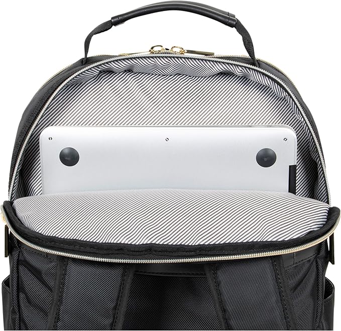 Kenneth Cole REACTION Madison Square Lightweight Hardside Chevron Expandable Spinner Luggage, Black, 2-Piece (20" Carry On + Backpack)
