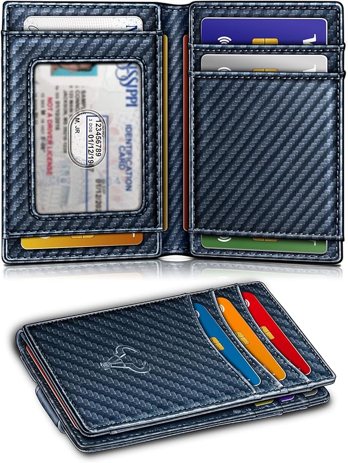 BULLIANT Magnetic Closure Slim Wallet-Genuine Leather Front Pocket Wallet for Men,RFID Blocking,Holds 12 Cards and Money Clip