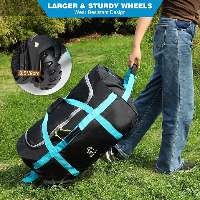 REDCAMP 85L/120L/140L Foldable Duffle Bag with Wheels, Large Travel Duffel Bag