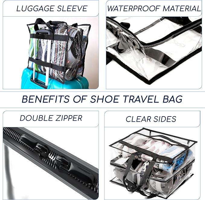 Shoe Travel Bag for Shoes - Travel Shoe Organizer - Portable Luggage Shoes Carrier Sneaker Bag - Shoe Storage Case