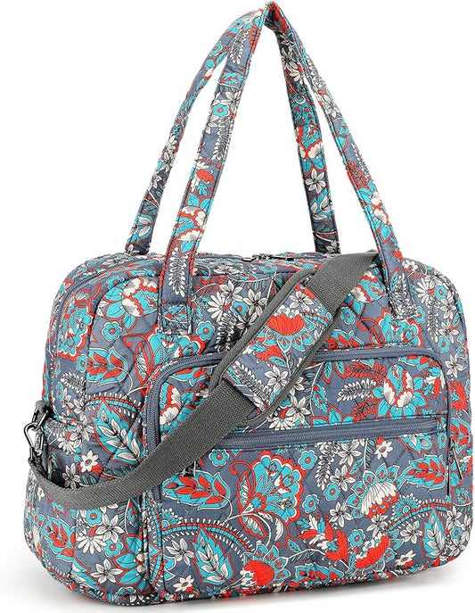 Searock Quilted Travel Duffle Bag, Weekender Overnight Bags for Women Travel, Carry On Duffel Bags for Airplanes Orange