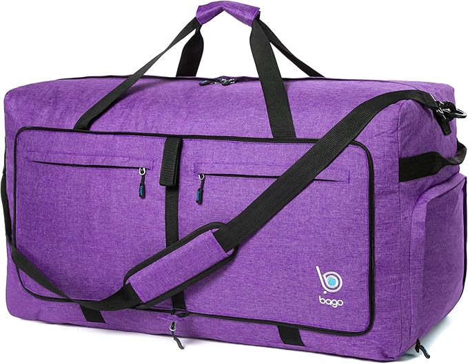Bago Extra Large Duffle Bag for Travel Women & Men. Durable, Lightweight, Foldable Travel Duffel Bags For Traveling Women. 120L Duffle Bags Use As a Weekender Bag with Shoe Compartment, Checked Duffel