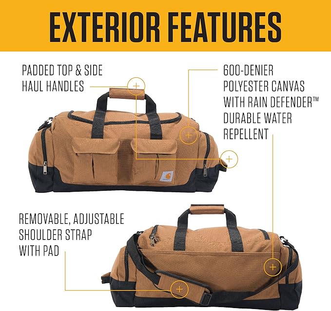 Carhartt 40L Utility Duffel, Heavy-Duty Gear Bag for Jobsite, Gym, & Travel, Duffel Bag