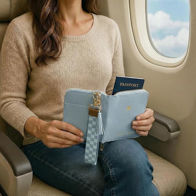 Beautiful Passport Holder for Travel with Wristlet Strap - All-in-One Wallet for Women with Card Slots and Tassel Keychain - Perfect RFID Blocking Case to Keep Your Travel Documents Organized & Safe