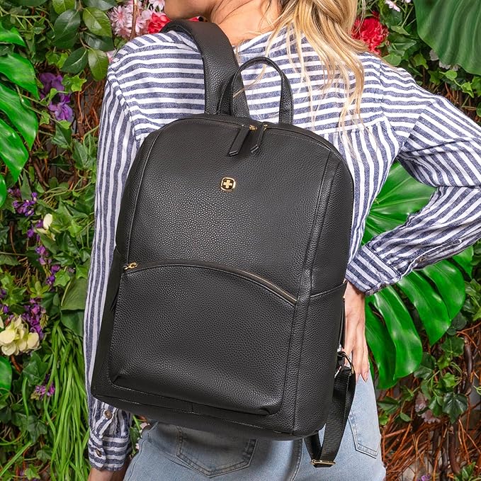 SwissGear Serenity Luxe Women's Laptop Backpack, Laptop Bag Fits Most 13-Inch Laptops, Black, 16 Inches