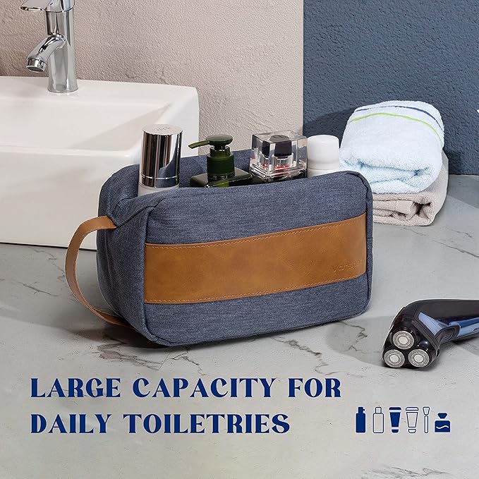 Vorspack Toiletry Bag for Men - Water Resistant Travel Bag for Toiletries, Lightweight Hygiene Bag for Bathroom, Travel Essentials, Gifts - Blue