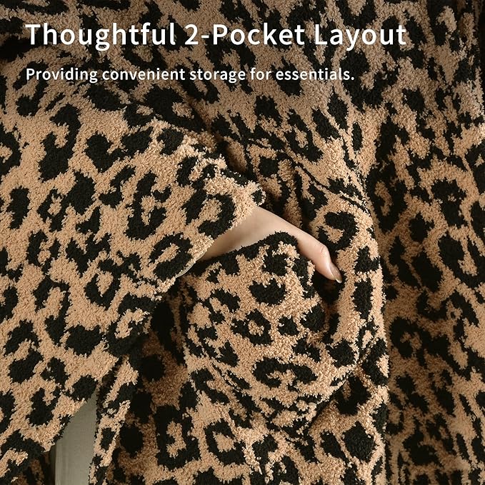 JOOJA Wearable Blanket Super Soft Feather Yarn Blanket Shawl with Pockets Fuzzy Throw Blanket TV Blanket for Adults Teens