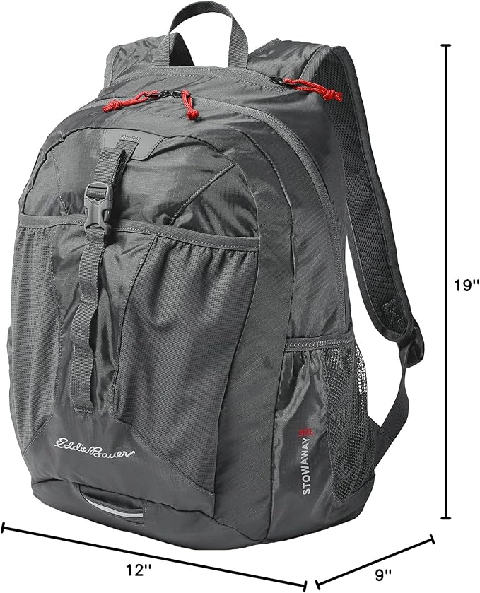 Eddie Bauer Stowaway Packable Backpack | Travel | Outdoor | Lightweight | Foldable | Durable | Ripstop Polyester | 30L - Dark Smoke