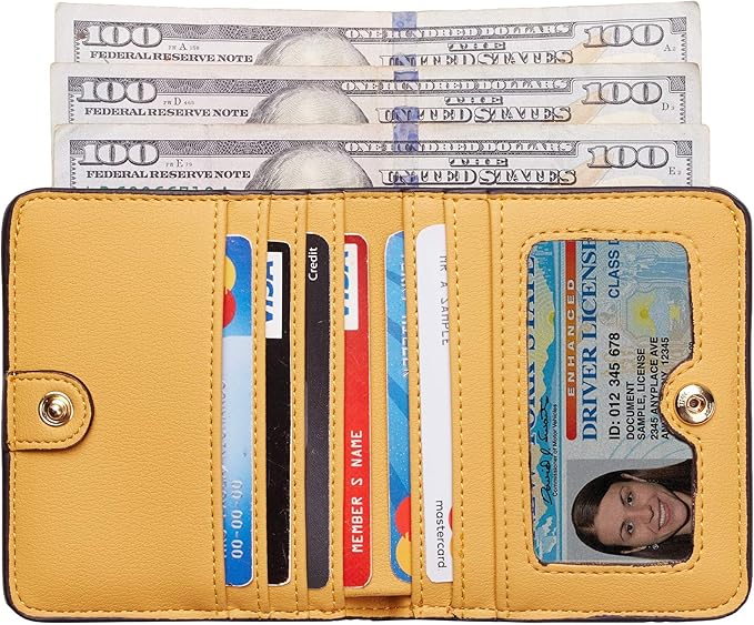 Toughergun Women’s Small Slim Leather Wallet with RFID Protection, Compact Bifold Mini Purse with Clear ID Window