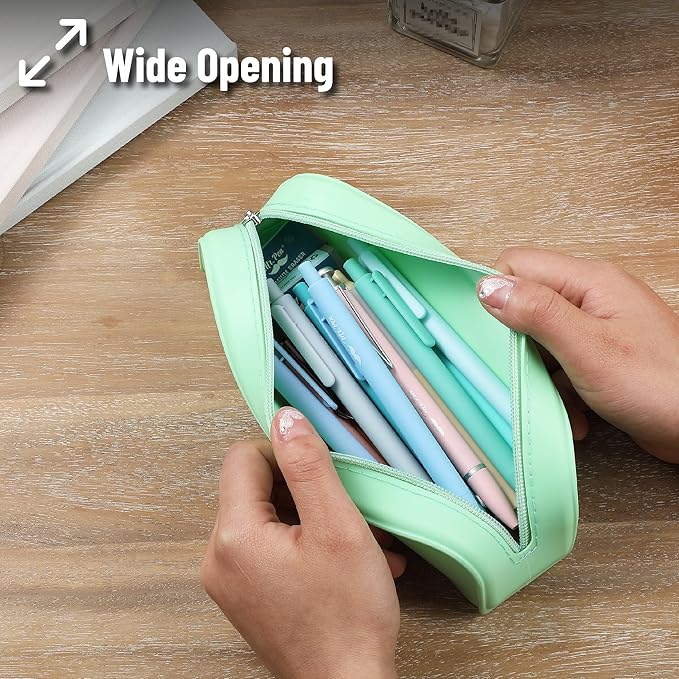 Mr. Pen- Silicone Pencil Case Pouch, Mint Breeze, Aesthetic Multipurpose Design, Aesthetic Pencil Case Small, Silicone Makeup Bag