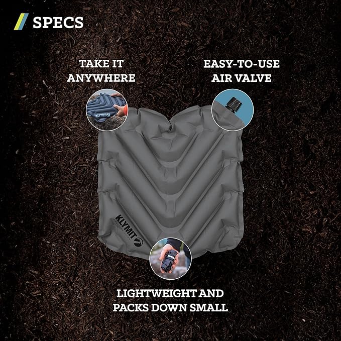 KLYMIT V Seat - Portable, Inflatable Padded Cushion Seat, Perfect for Air Travel, Camping, Backpacking and Bleacher Seats
