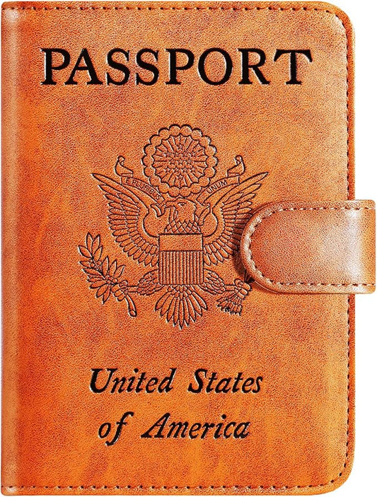 Passport Holder Cover Wallet RFID Blocking Leather Card Case Travel Accessories for Women Men (Claybank)