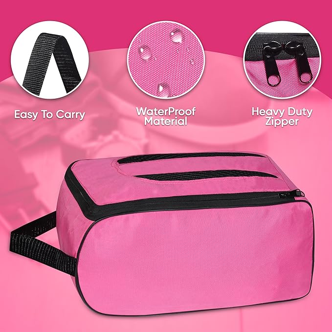 Shoe Bag Waterproof Sports Golf Boot Bag | Odor-Resistant Gym Kit Organiser Storage | Hiking Travel Dust-Proof Storage Bag for Wellington, Cowboy, Football, Rugby, Cricket Shoe (Pink)