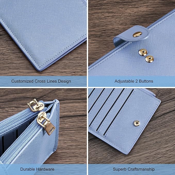 Travelambo RFID Wallet Women Large Size Bifold Multi Card Wallet Case with Zipper Pocke Credit Card Holder for Women