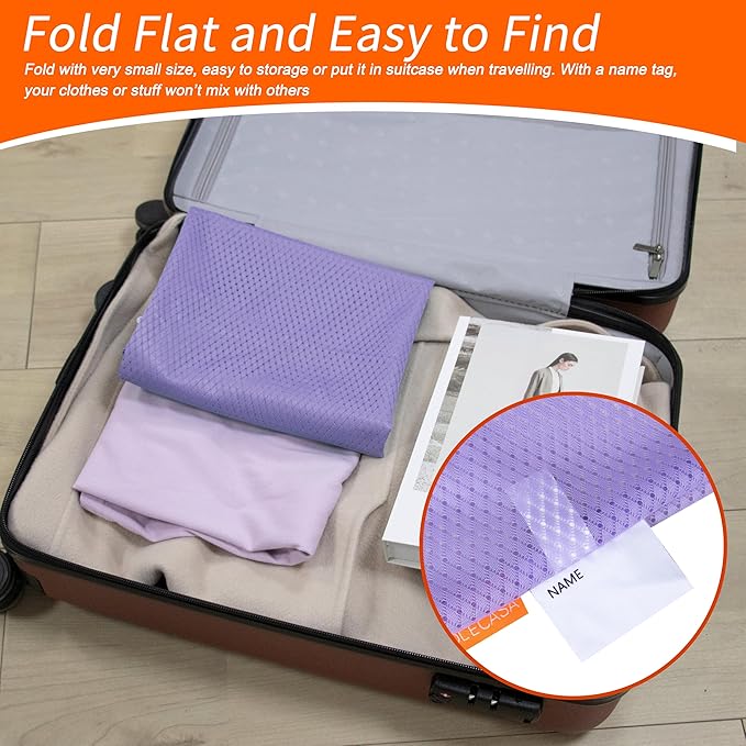 Polecasa Heavy Duty Diamond Large Mesh Laundry Bag with ID Tag and Locking Drawstring Closure - 24 x 36 inches - Laundry Hamper Liner, Washable Laundry Bags for Travel, Sports, Dorms (Purple)