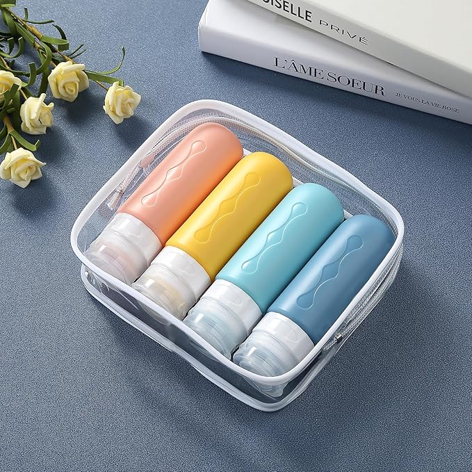 Gemice Travel Bottles for Toiletries, Tsa Approved, Travel Size Containers, BPA Free Leak Proof Tubs Refillable Liquid Accessories for Cometic Shampoo and Lotion Soap