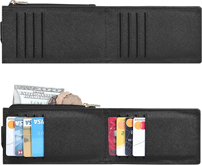 Chelmon Womens Wallet Slim RFID Blocking Bifold Multi Card Case Wallet with Zipper Pocket (Black)