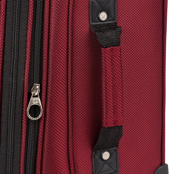SwissGear Sion Softside Expandable Luggage – Carry-On Suitcase with 360 Degree Wheels & Retractable Handle – 21 Inch, Perfect for 1-3 Night Trips – Burgundy