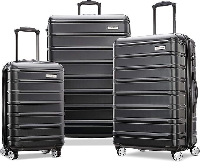 Samsonite Omni 2 Hardside 3 Piece Set - Includes Global Carry-On, Medium, & Large Checked Suitcases - 360° Dual Spinner Wheels - Integrated TSA Lock & Expansion - Amazon Exclusive - Midnight Black