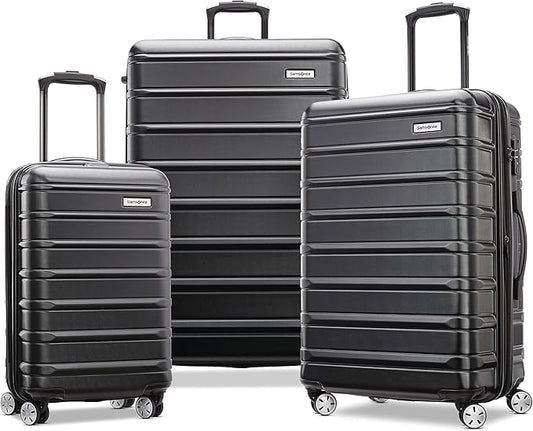 Samsonite Omni 2 Hardside 3 Piece Set - Includes Global Carry-On, Medium, & Large Checked Suitcases - 360° Dual Spinner Wheels - Integrated TSA Lock & Expansion - Amazon Exclusive - Midnight Black