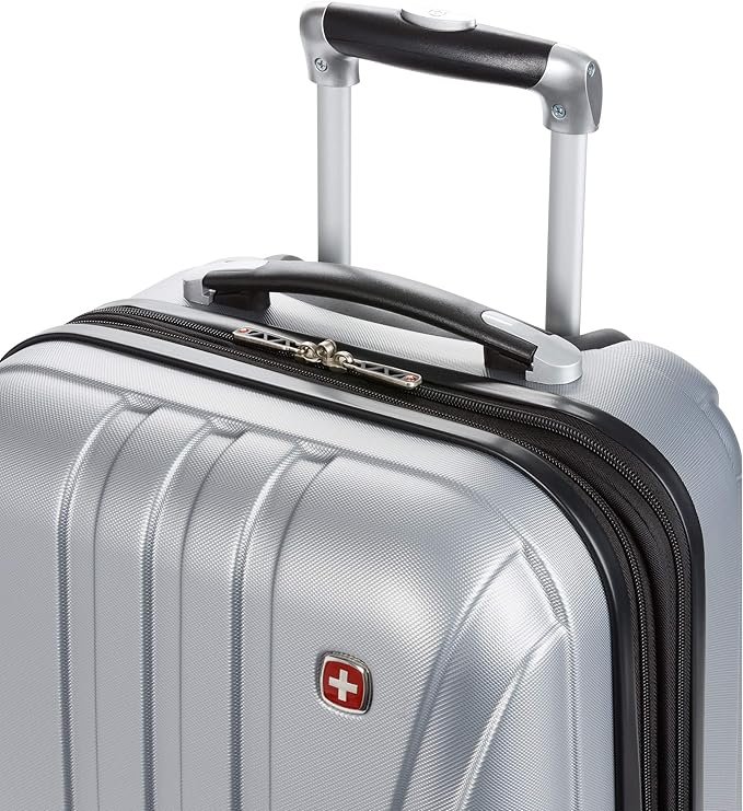 SwissGear 7585 Hardside Expandable Luggage with Spinner Wheels, Silver, Carry-On 19-Inch