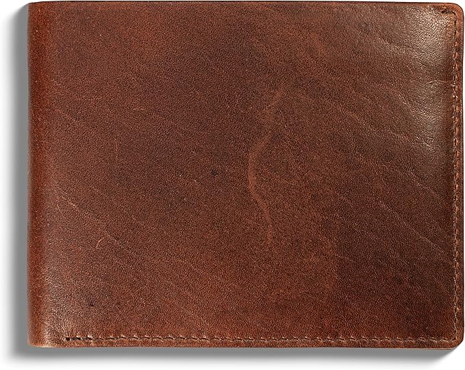 BULL GUARD Mens RFID Blocking Bifold Wallet Top Grain Leather in Grizzly Brown, Secure and Durable Extra Capacity Billfold with 11 Credit Card Slots, Tight Stitching, Quick Thumb Push Access, No Logo