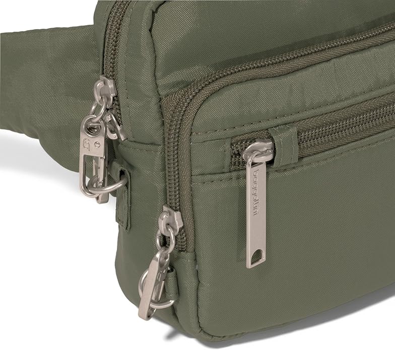 Baggallini Securtex Anti-theft Belt Bag 8.8"x5.5" Crossbody Fanny Pack for Women RFID Wallet Locking Zipper Travel Purse