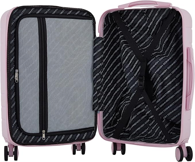 French Connection St. Martin Carry-On Luggage with Cup Holder/USB Ports, Pink A Boo